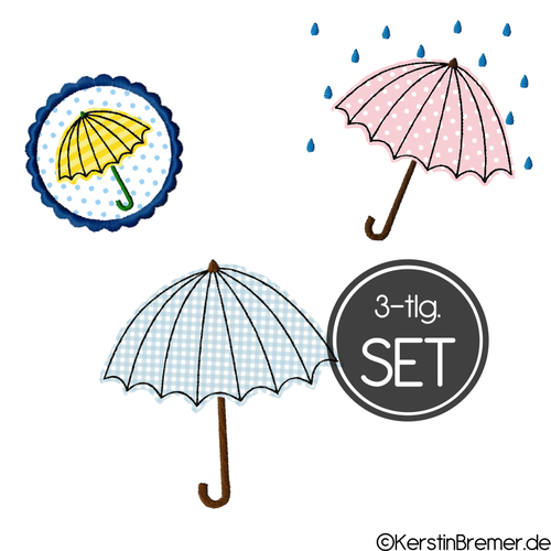 Doodle Stickdatei Regenschirm Set