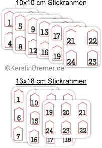 Adventskalenderzahlen ITH Stickdateien für Stickmaschinen von www.KerstinBremer.de