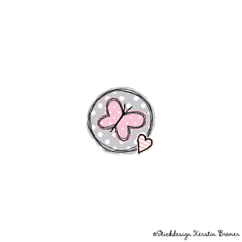 Doodle Stickdatei Schmetterling Button