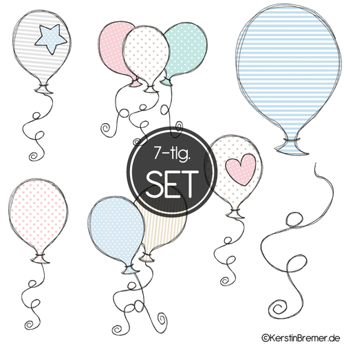 Doodle Stickdatei Luftballon Set