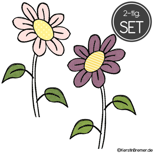 Doodle Stickdatei Blume Set