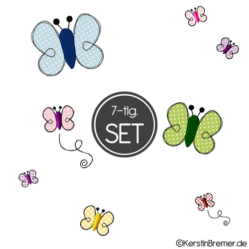Schmetterling Doodle Stickdatei Set