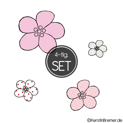 Doodle Stickdatei Blüten Set