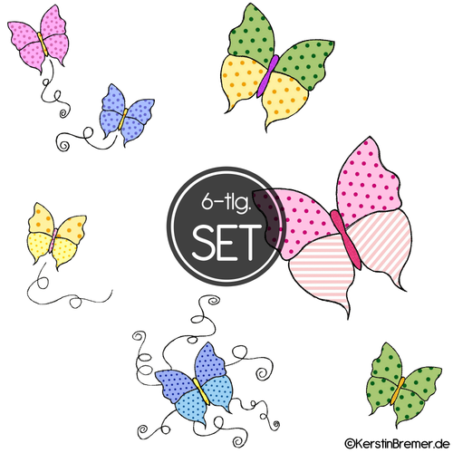 Schmetterling Doodle Stickdateien Set