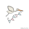 Fliegender Storch Wimpel Doodle Stickdatei