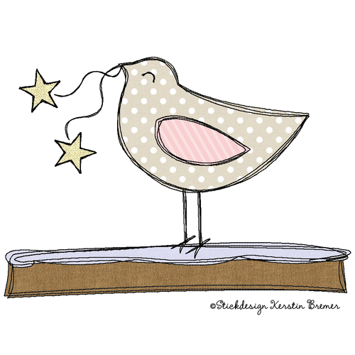 Vogel Sterne Doodle Stickdatei