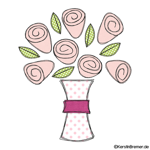 Doodle Stickdatei Rose in Vase