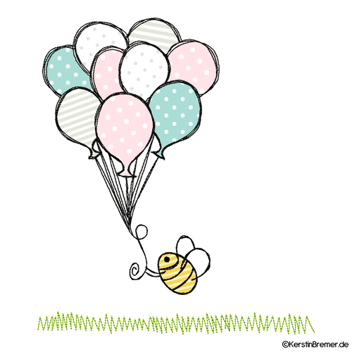 Biene Luftballons Doodle Stickdatei