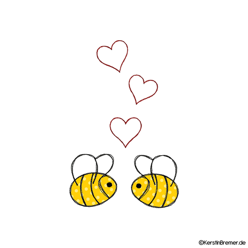 Biene in Love Doodle Stickdatei