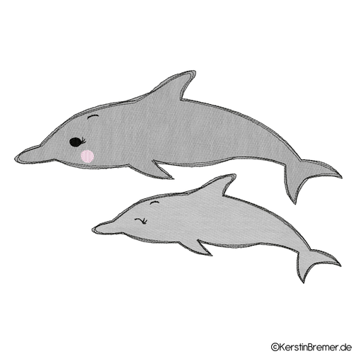Doodle Stickdatei Delfin mit Baby