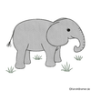 Elefant im Gras Doodle Stickdatei