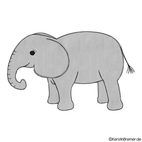 Elefanten Doodle Stickdatei