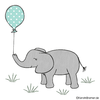 Elefant mit Luftballon Doodle Stickdatei