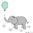 Elefant mit Luftballon Doodle Stickdatei