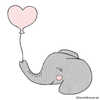 Elefantenkopf Luftballon Doodle Stickdatei