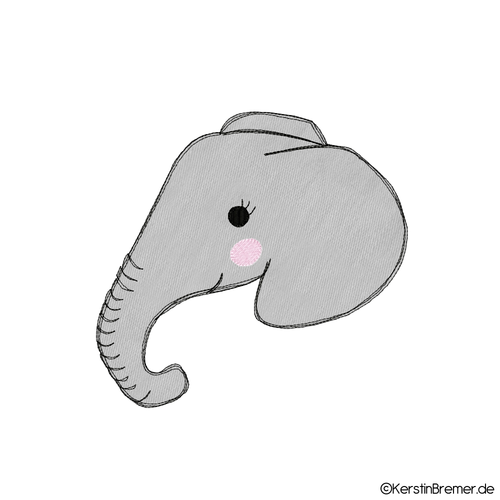Elefantenkopf Doodle Stickdatei