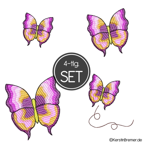 Schmetterling Sketches Doodle Stickdateien Set