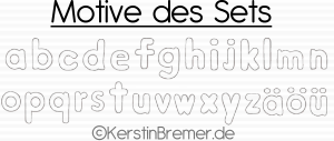 Kleinbuchstaben Buchstaben Doodle Applikation Stickdatei KerstinBremer.de
