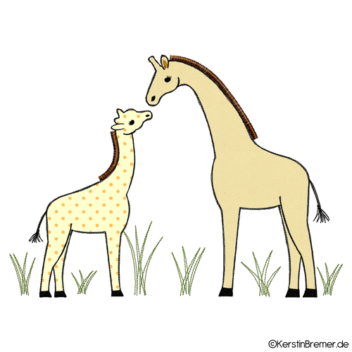 Giraffen Mutterliebe Doodle Stickdatei