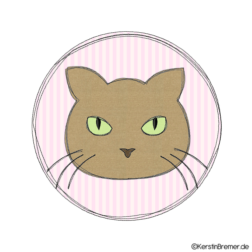 Doodle Stickdatei Katze Button