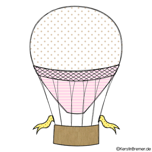 Doodle Stickdatei Heißluftballon