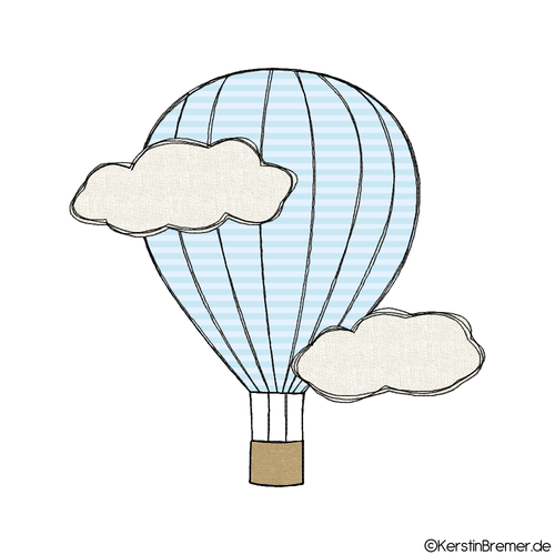 Doodle Stickdatei Heißluftballon Wolken