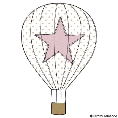 Doodle Stickdatei Heißluftballon Stern