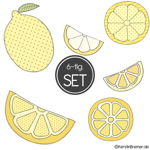 Doodle Stickdatei Zitrone Set