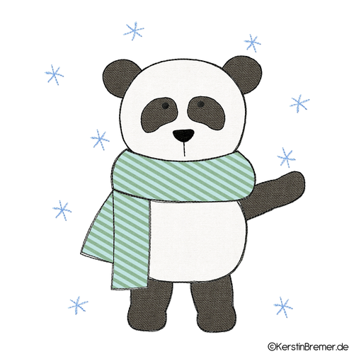 Winter Panda Doodle Stickdatei