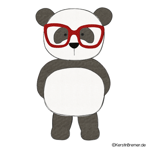 Panda mit Brille Doodle Stickdatei