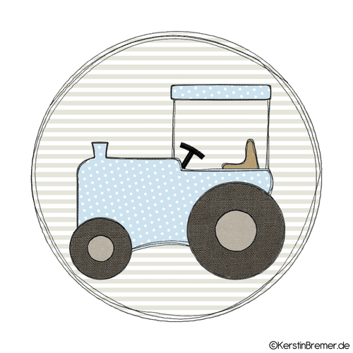 Doodle Stickdatei Traktor Button
