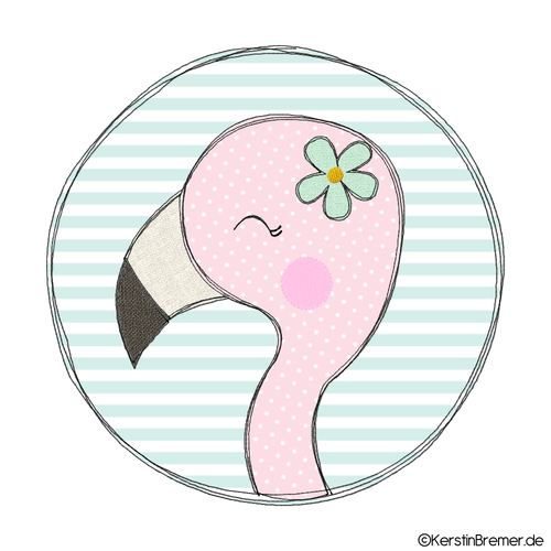 Flamingo Mädchen Button Doodle Stickdatei