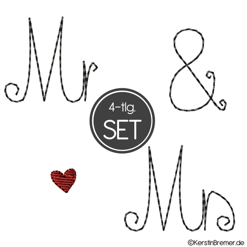 Doodle Stickdatei Mr & Mrs Set