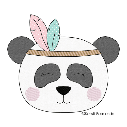 Doodle Stickdatei Panda Boho